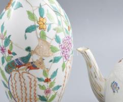 Herendi HBC (Bouquet de cornelia) mintás teás készlet, hiányos, tejkiöntő és egy csésze alátéttel hi...