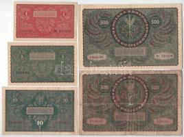 Lengyelország 1919. 1M + 5M + 10M + 500M (2x) T:AU-G
Poland 1919. 1 Marek + 5 Marek + 10 Marek + 50...