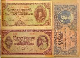 73db-os vegyes magyar és külföldi bankjegy tétel fekete albumba rendezve, főleg magyar pengők, közte...