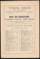 1929 Debrecen, Török Tibor Dália Kertészete növény árjegyzék