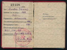 1953 Magyar Dolgozók Pártja tagsági könyv, benne Biszku Béla (1921-2016) kommunista politikus, későb...