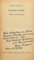 Hugo Huppert: Landauf, landab. Gedichte aus dreißig Jahren. A szerző, Hugo Huppert (1902-1982) által...
