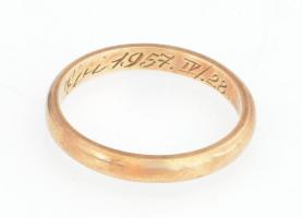 Arany (Au) 14K gyűrű, jelzett, méret: 62, nettó: 4,2 g