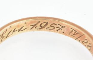 Arany (Au) 14K gyűrű, jelzett, méret: 62, nettó: 4,2 g