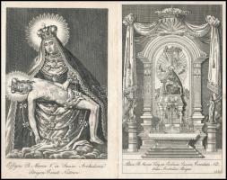 cca 1835 Szűz Mária ábrázolások Nyitra környéki (Felvidék) templomokból, 2 db rézmetszet, papír, kissé foltos lapszélekkel, 16,5x11 cm