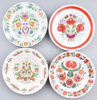 4 db Hollóházi porcelán tányér különböző mintákkal. Matricás, jelzett, hibátlan 24 cm