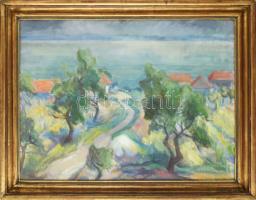 Farkas Eszter (1900-1983), 1924-1929 között Nagybányán tanult: Balaton. Olaj, vászon. Jelezve jobbra lent. Dekoratív, üvegezett fakeretben. 60x80 cm.