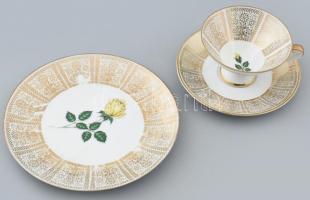 Bavaria porcelán teáscsésze, alátét és desszertes tányér, matricás, jelzett, kopásnyomokkal, 3 db