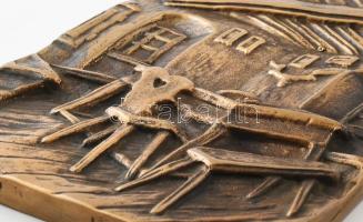 Házbelső. Öntött bronz, jelzés nélkül, 18x14,5 cm