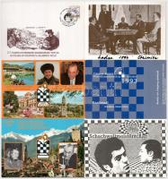 16 db MODERN sakk motívum képeslap sakk világbajnoki páros mérkőzésekről / 16 MODERN chess postcards...