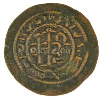 1172-1196. Kufikus rézpénz Cu III. Béla (1,99g) T:XF kis patina, ü. Hungary 1172-1196. Copper Coin with unreadable Kufic Arabic script Cu Béla III (1,99g) C:XF small patina, ding Huszár: 73., Unger I.: 115.