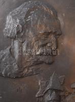 IH jelzéssel: Kós Károly emléktábla, erdélyi, háromszéki templomtoronnyal. Festett gipsz, jelzett, k...