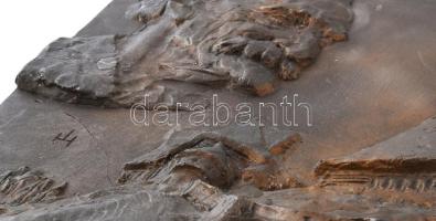 IH jelzéssel: Kós Károly emléktábla, erdélyi, háromszéki templomtoronnyal. Festett gipsz, jelzett, k...