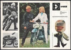 1969 Képes, nagy méretű kétlapos MZ motor termékkatalógus műszaki adatokkal, német nyelven, jó állapotban