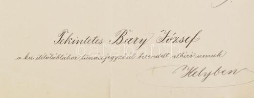 cca 1892-1913 Bary József (1858-1915) bíró, jogász, a tiszaeszlári vérvád bírójának irathagyatéka. B...