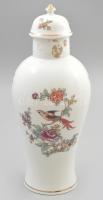 Hollóházi tűzmadár mintás fedeles váza, porcelán, jelzéssel, kis kopással, m: 32 cm
