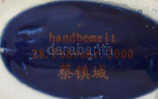 Vadászat mintás kínai részben kézzel festett váza, jelzéssel, hibátlan, m: 30 cm