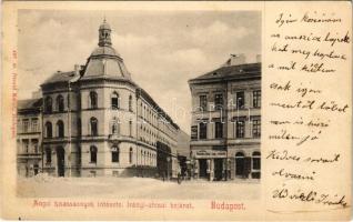 1901 Budapest V. Angolkisasszonyok Intézete, Irányi utcai bejárat, Marer József pálinka, likőr, rum és cognac üzlete. Divald Károly 427. sz. (EK)