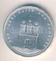 NSZK 1989J 10M Ag "800 éves a hamburgi kikötő" T:2+