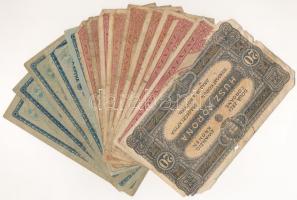 15db-os gyenge tartású korona bankjegy tétel, közte 1920. 1K (5x) + 2K (9x) + 20K T:F-G közte szakad...