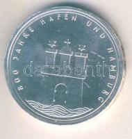 NSZK 1989J 10M Ag "800 éves a hamburgi kikötő" T:2