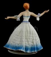 Arpo porcelán női figura, kézzel festett, jelzett, apró kopásokkal, m: 18,5 cm