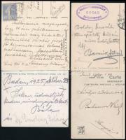 cca 1910-1930 Kézdi-Kovács László (1864-1942) festőművész, műkritikus részére szóló 4 db képeslap. R...