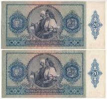 1941. 20P (2x) sorszámkövetők "C 353 087136 - C 353 087137" T:XF 
Adamo P12