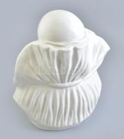 Harlekin bohóc jelzés nélküli kézzel festett porcelán szobor, kis lepattanással, 35 cm