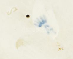 Antik német táncosnő figura, kézzel festett, jelzéssel, sérült, m: 25,5 cm