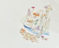 Heinrich mediterrán mintás kínálótál, kis kopással, h: 31 cm