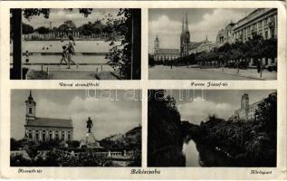 1942 Békéscsaba, Kossuth tér, Városi strandfürdő, Ferenc József tér, Kőrös part (EK)