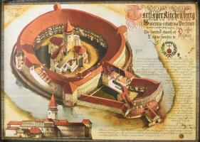 3 db román történelmi poszter (középkori erődítmények), színes illusztrációkkal, román, német és ang...