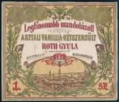 Legfinomabb mandolázott asztali vanillia-kétszersült Roth Gyula Sopron címke, 14×16 cm