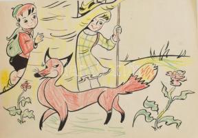 A kis turisták. Kifestőkönyv. Tahi-Toth Nándor rajzai. Bp., én., Minerva. Kiadói papírkötés, a gerin...