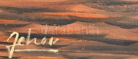 Fehér jelzéssel: Tenger hajókkal. Olaj, vászon. 52x100,5 cm