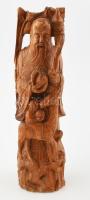 Gazdagon faragott keleti fa szobor. Jelzés nélkül, kopással, m: 31 cm