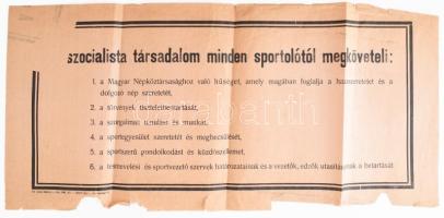 1959 A szocialista társadalom minden sportolótól megköveteli... falragasz, sérült, hajtott, 28×58 cm