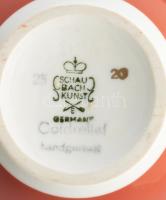 Schaubach Kunst német virágmintás váza, jelzett, aranyozott, hibátlan, m: 17 cm