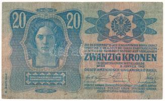 1913. 20K II. kiadás, piros "MAGYARORSZÁG" felülbélyegzéssel, "1096 919813" T:F
...