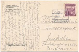 Felsőhági, Visne Hagy, Vysné Hágy (Magas-Tátra, Vysoké Tatry); Étterem, vendéglő. Kiadja Aladár Poln...