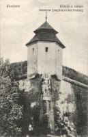 Komárom castle with the statue of the Stone Virgin