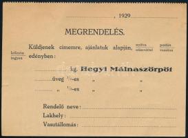 1929 Felsenburg Tivadar Fiai kétoldalas Levelezőlap / Megrendelőlap: Nógrádi Málnaszörp