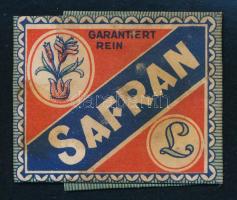 cca 1930 Safran LG védjegyes szárított sáfrány fűszeres papírtasak tartalommal - 3,5x5cm
