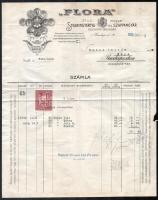 1929 ,,Flora Első Magyar Sztearingyertya- és Szappangyár R.T. dekoratív fejléces számla