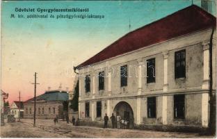 Gyergyószentmiklós, Gheorgheni; M. kir. adohivatal és pénzügyőrségi laktanya. Burján és Székely kiadása / tax office, financial police barracks (fl)