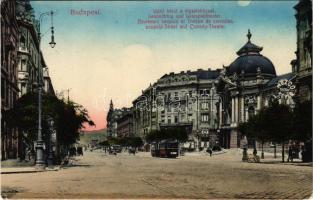 1916 Budapest XIII. Lipót körút, Vígszínház, 17-es számú villamos, Bioskop Mozgóképek mozi (EK)