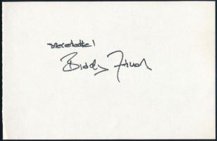 Bródy János (1946- ) Kossuth- és Liszt Ferenc-díjas zenész, énekes, zeneszerző autográf aláírása papírlapon