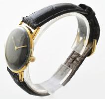 Cornavin 17 köves kézi felhúzós karóra, fekete számlappal, bőr szíjjal, hlyreállított másodperc muta...