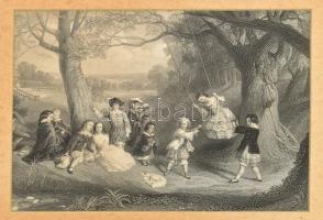 Életképek. 3 db acélmetszet, papír. Jelzés nélkül. Paszpartuban. 18x25 cm körüli méretekben